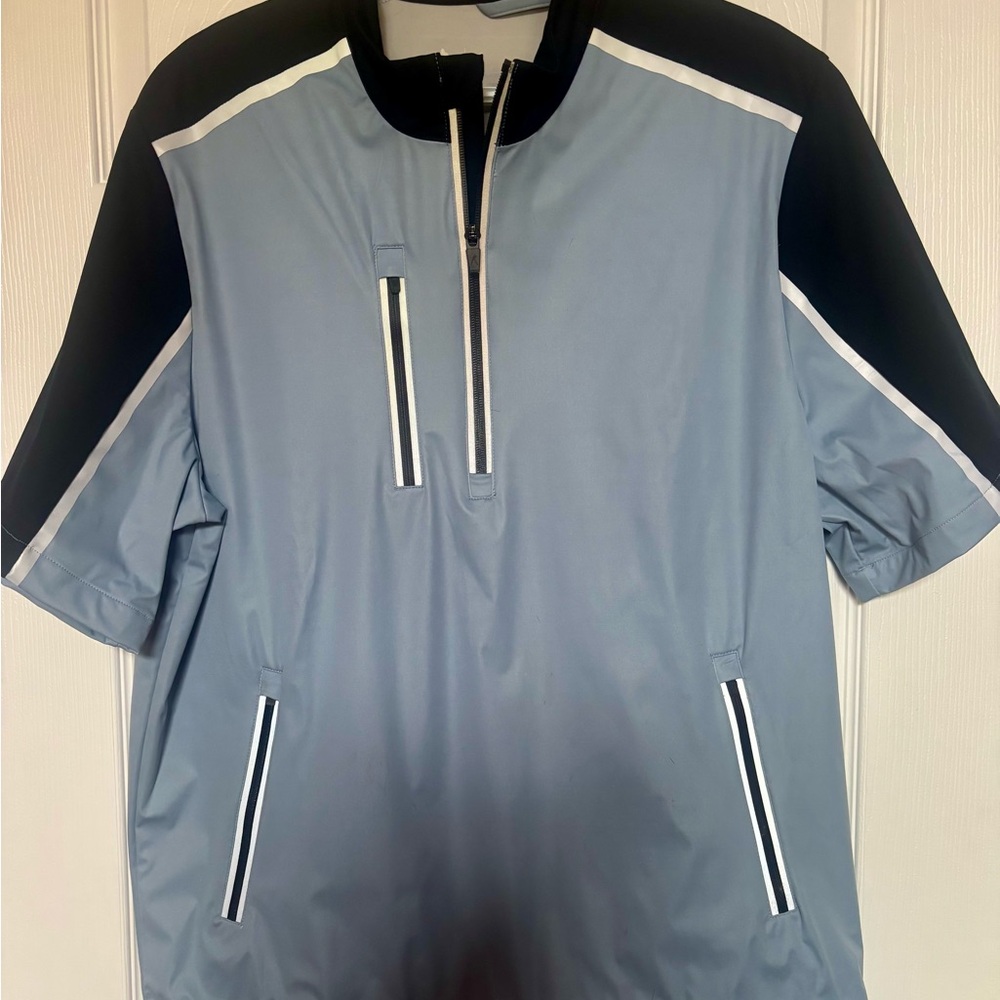 Men's Black and Light blue weatherproof half sleeve Golf Jacket